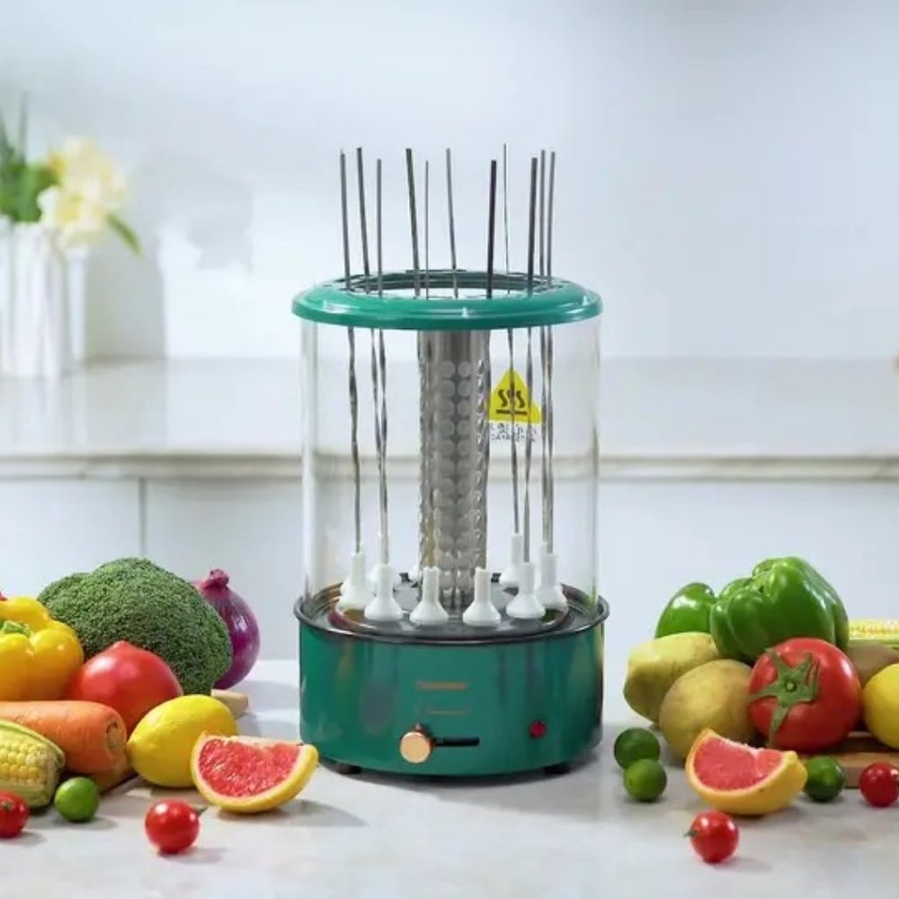 Household portable automatic 360° rotating smokeless barbecue machine bbq grill